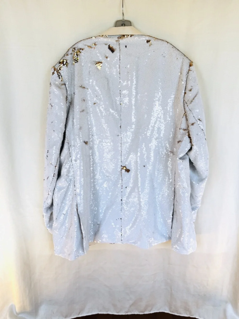 Albert Nardoni Collection Italy White & Gold Sequin Blazer & Bowtie